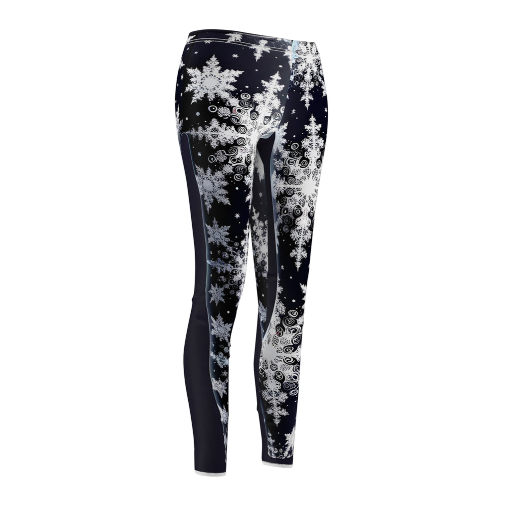 Fractal Snowfall Black & White Leggings