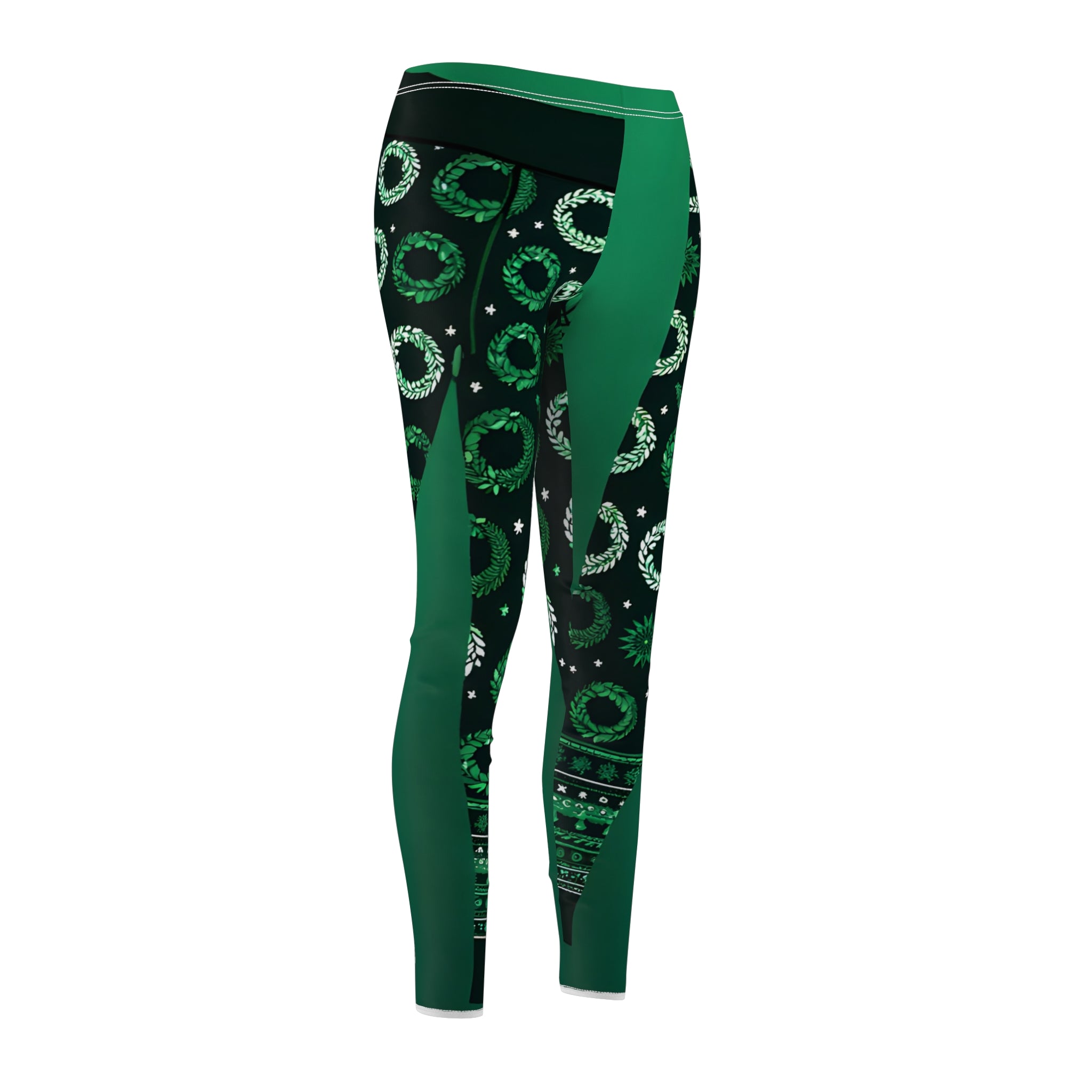 Festive Christmas Wreath Allover Print Leggings