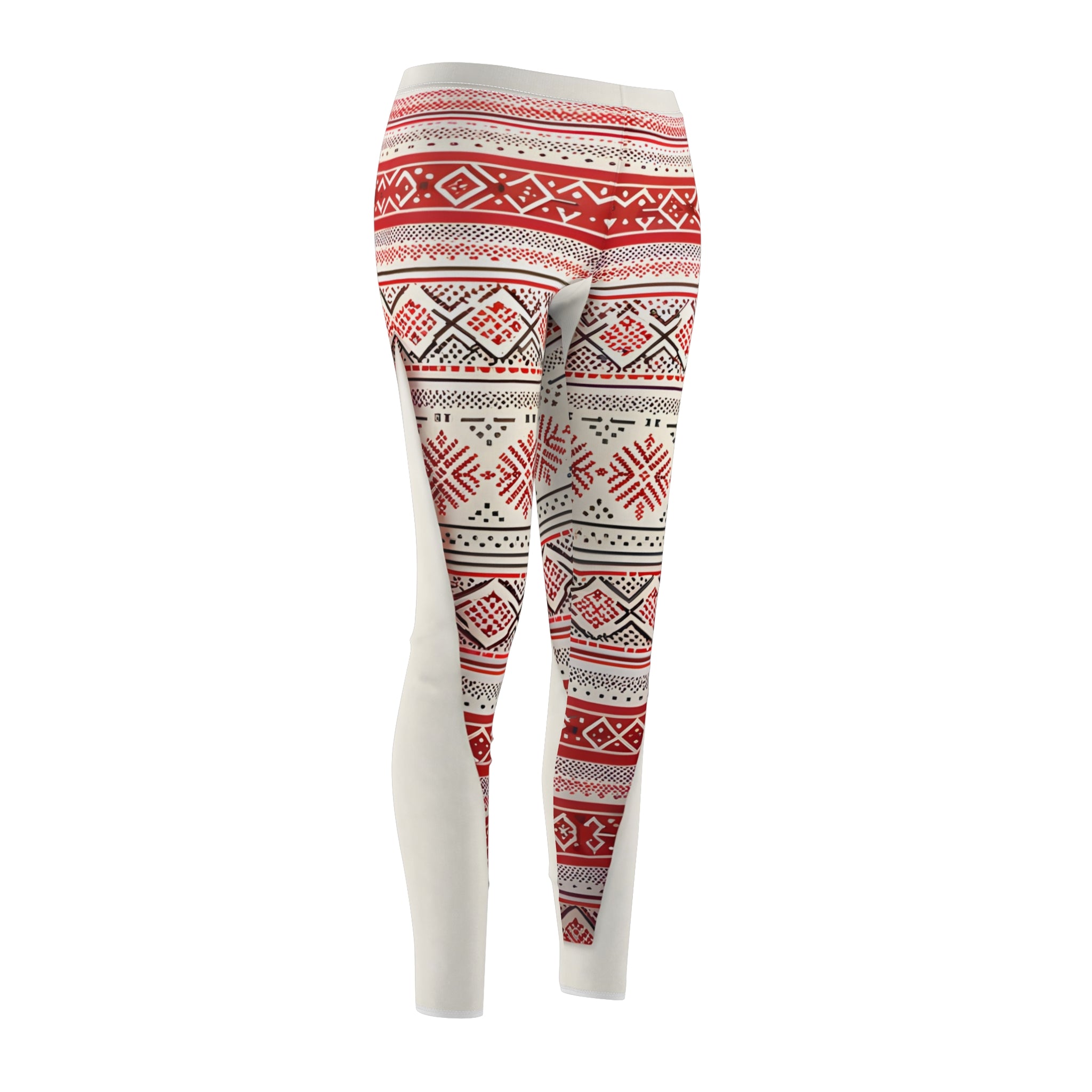 Nordic Red & White Geometric Leggings