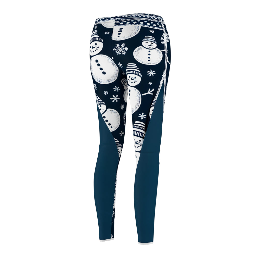Festive Snowman Outline Allover Print Leggings