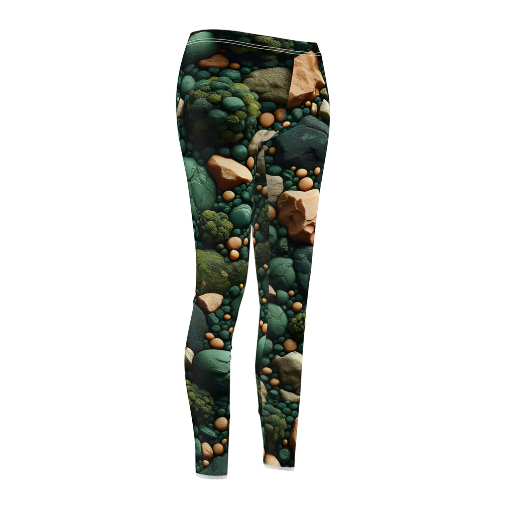 Forest Floor Mosaic Leggings – Deep Green Moss & Stone Chip Nature-Inspired Design