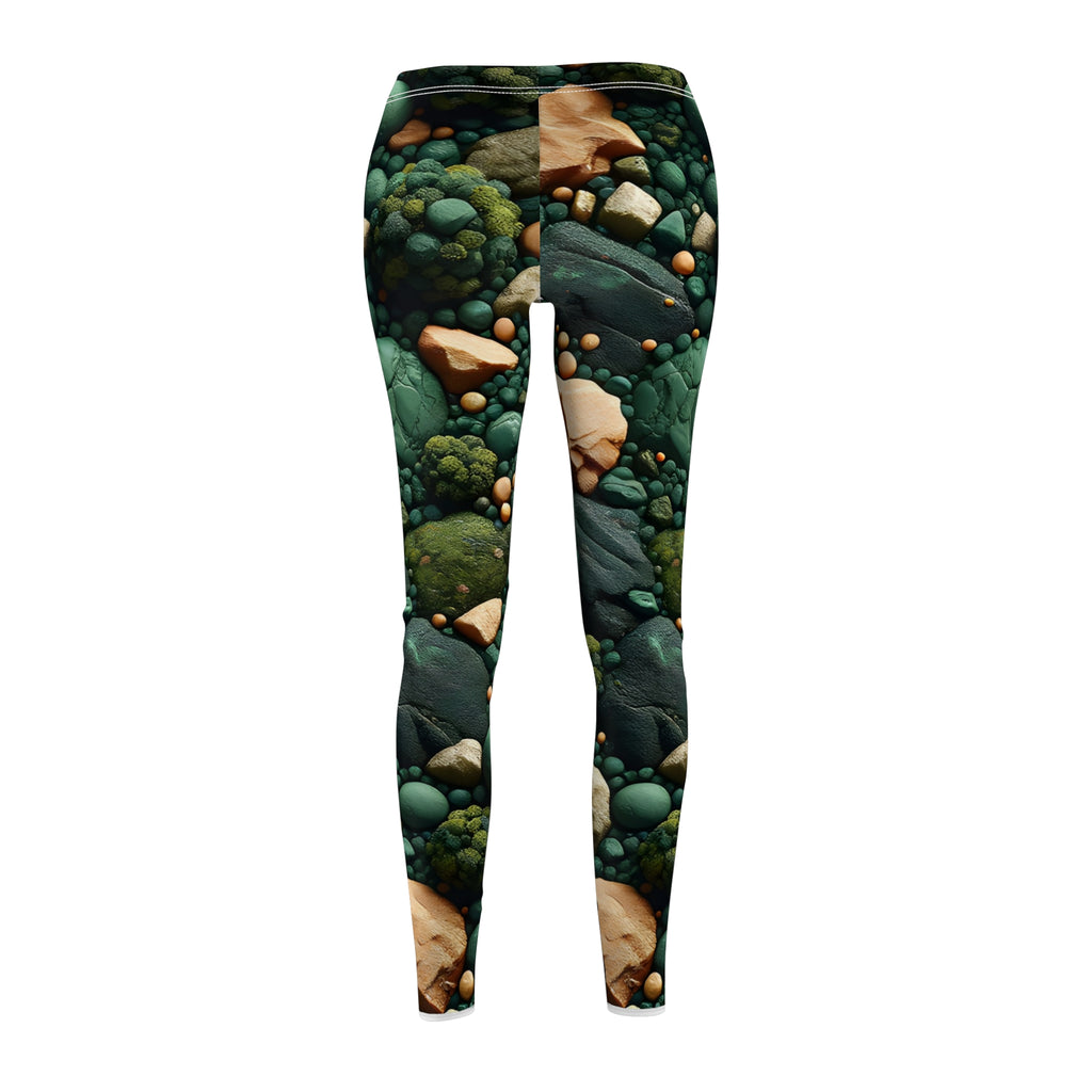 Forest Floor Mosaic Leggings – Deep Green Moss & Stone Chip Nature-Inspired Design