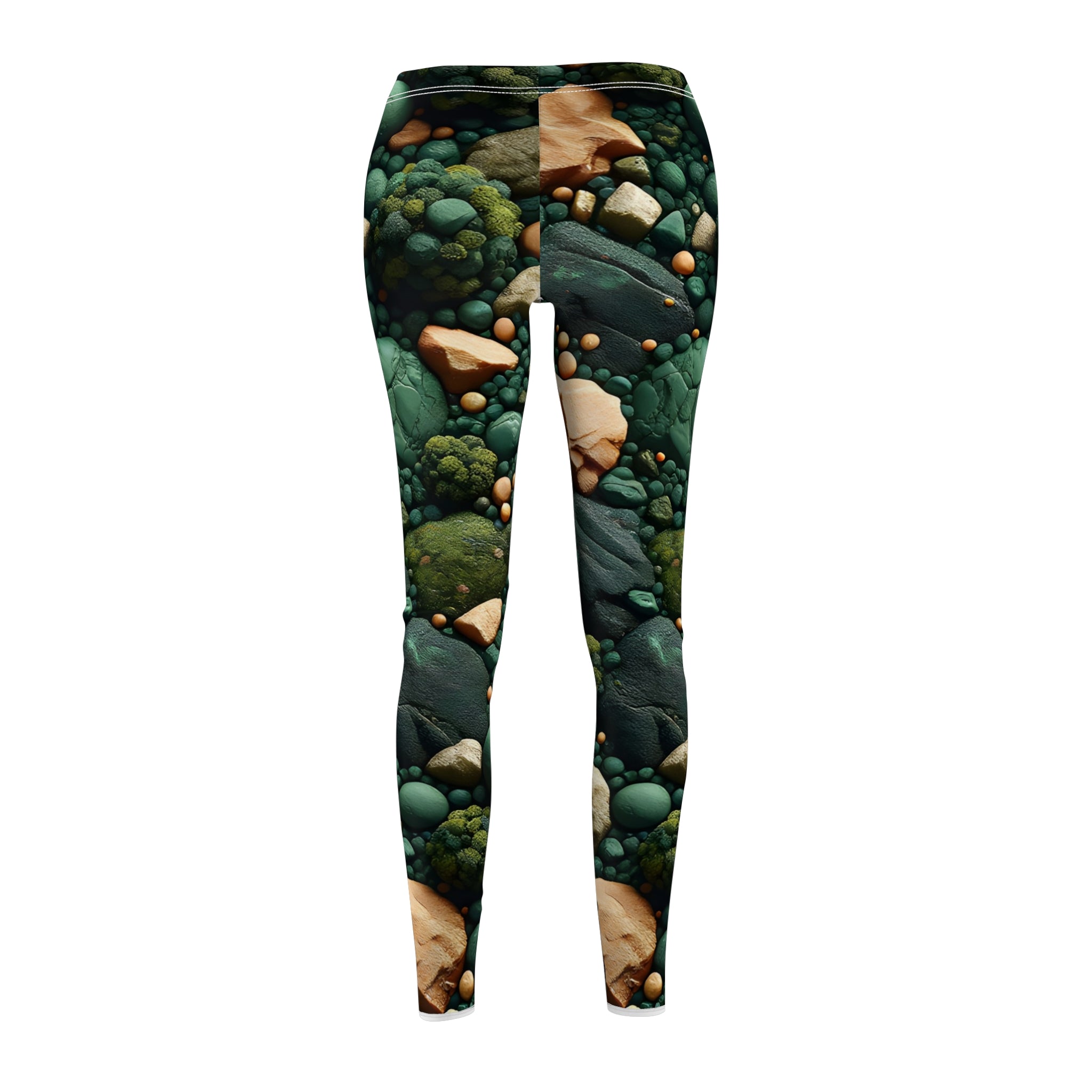 Forest Floor Mosaic Leggings – Deep Green Moss & Stone Chip Nature-Inspired Design
