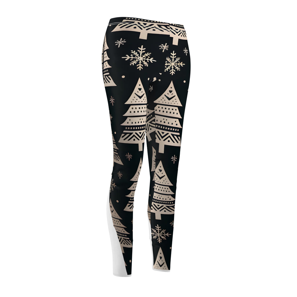 Minimalist Christmas Tree Pattern Black Leggings